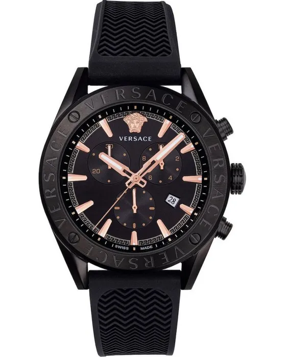 Ανδρικό ρολόι Versace V-Chrono VEHB00419, Μαύρο καντράν, Λουρί από Καουτσούκ
