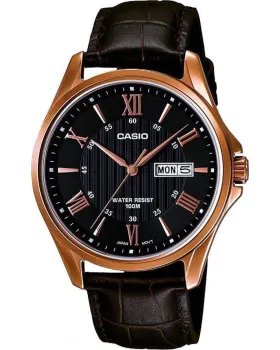 Ανδρικό ρολόι Casio Collection MTP-1384L-1AVEF, Μαύρο καντράν, Λουρί από Δερμάτινο