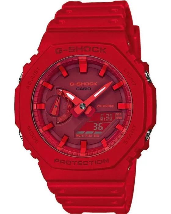 Ανδρικό ρολόι Casio G-Shock GA-2100-4AER, Κόκκινο καντράν, Λουρί από Καουτσούκ