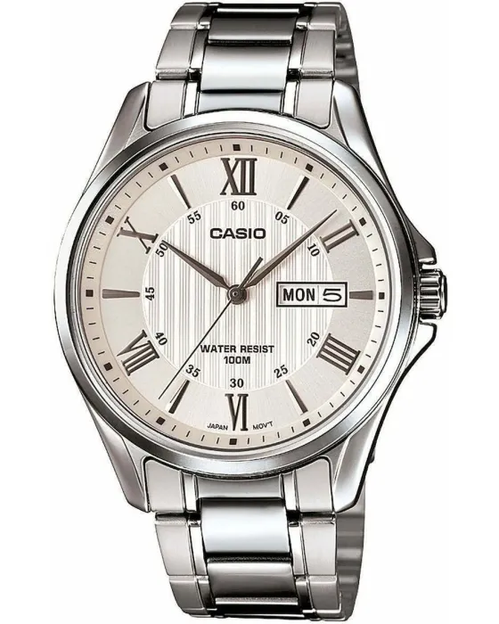 Ανδρικό ρολόι Casio Collection MTP-1384D-7AVEF, Μπεζ καντράν, Μπρασελέ από Ανοξείδωτο ατσάλι