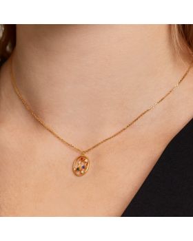 Κολιέ PDPAOLA Ζώδιο Δίδυμος με Ζιργκόν Ασήμι 925 Επιχρυσωμένο CO01-346-U -  Κολιέ PDPAOLA Ζώδιο Δίδυμος με Ζιργκόν Ασήμι 925 Επιχρυσωμένο CO01-346-U -