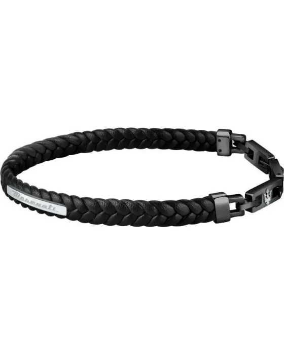 Βραχιόλι Maserati JM222AVE02, Leather, Black