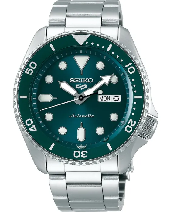 Ανδρικό ρολόι Seiko 5 Automatic SRPD61K1, Πράσινο καντράν, Μπρασελέ από Ανοξείδωτο ατσάλι