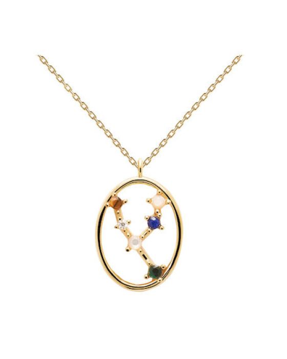 Κολιέ PDPAOLA Ζώδιο Ταύρος με Ακουαμαρίνα & Ζιργκόν και Ασήμι Επιχρυσωμένο CO01-345-U Κολιέ PDPAOLA Ζώδιο Ταύρος με Ακουαμαρίνα & Ζιργκόν και Ασήμι Επιχρυσωμένο CO01-345-U