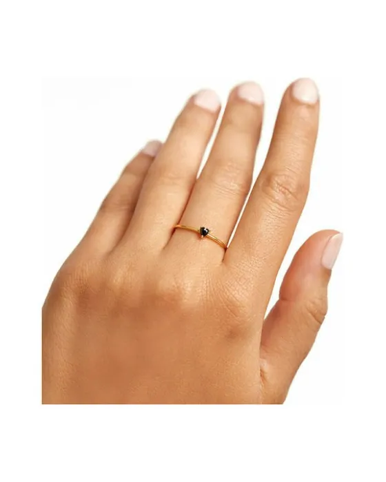 Δαχτυλίδι PDPAOLA Black Heart Ασήμι Επιχρυσωμένο - 