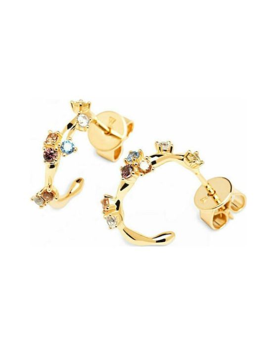 Σκουλαρίκια PDPAOLA Κρίκοι Με Πέτρες Five από Ασήμι Επιχρυσωμένα AR01-289-U - 