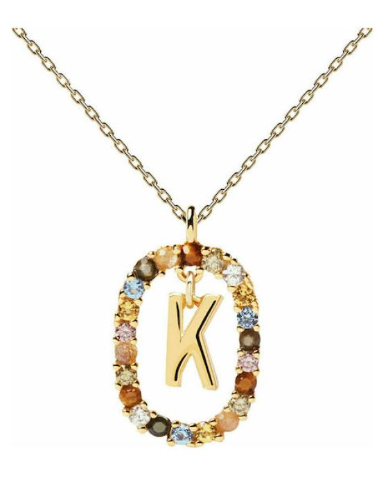 Κολιέ PDPAOLA Μονόγραμμα από Ασήμι 925 και Χρύσωμα Κ18 CO01-270-U