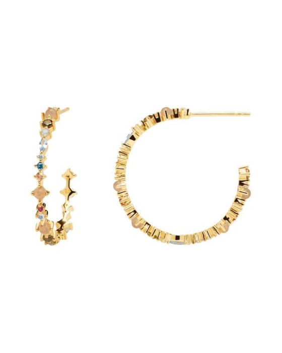 Σκουλαρίκια PDPAOLA Κρίκοι Με Πέτρες Halo από Ασήμι 925 Επιχρυσωμένα AR01-221-U