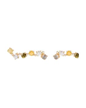 PDPAOLA Σκουλαρίκια Καρφωτά από Ασήμι 925 Επιχρυσωμένα Με Πέτρες AR01-560-U