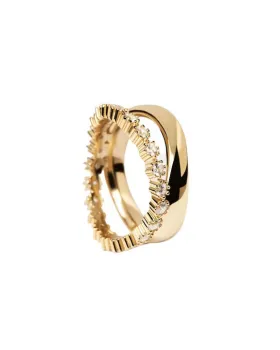 Δαχτυλίδι PDPAOLA Ολόβερο με Ζιργκόν από Ασήμι 925 Επιχρυσωμένο - 