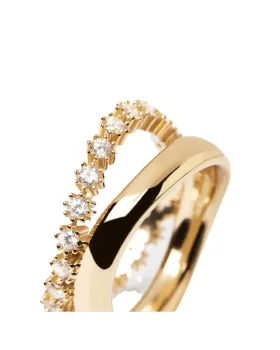 Δαχτυλίδι PDPAOLA Ολόβερο με Ζιργκόν από Ασήμι 925 Επιχρυσωμένο - 