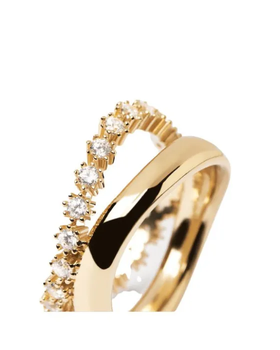 Δαχτυλίδι PDPAOLA Ολόβερο με Ζιργκόν από Ασήμι 925 Επιχρυσωμένο - 