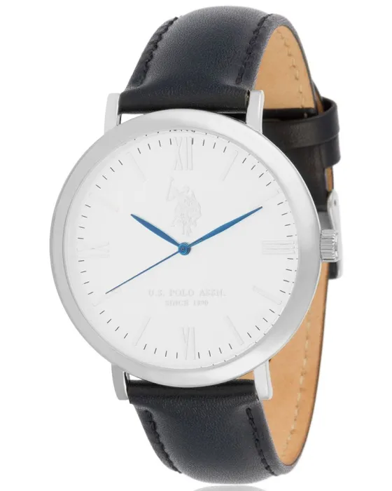 Ανδρικό ρολόι U.S. Polo Assn. Ezra USP4809WH, Λευκό καντράν, Λουρί από Δερμάτινο