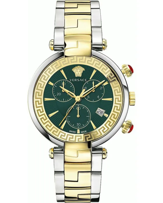 Γυναικείο ρολόι Versace Revive Chronograph VE2M00521, Πράσινο καντράν, Μπρασελέ από Ανοξείδωτο ατσάλι