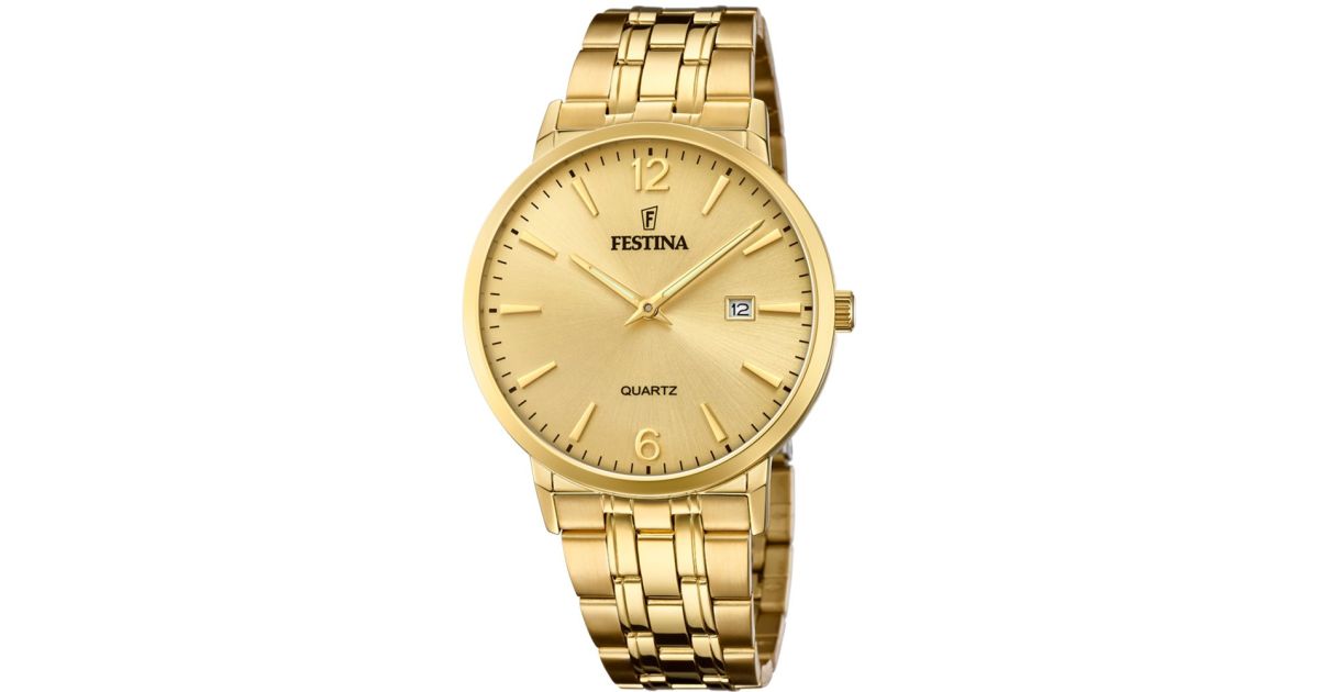 Festina Orologio Uomo F20513/3 - Acciaio Placcato Oro, Data, Impermeabile 5 ATM - 2