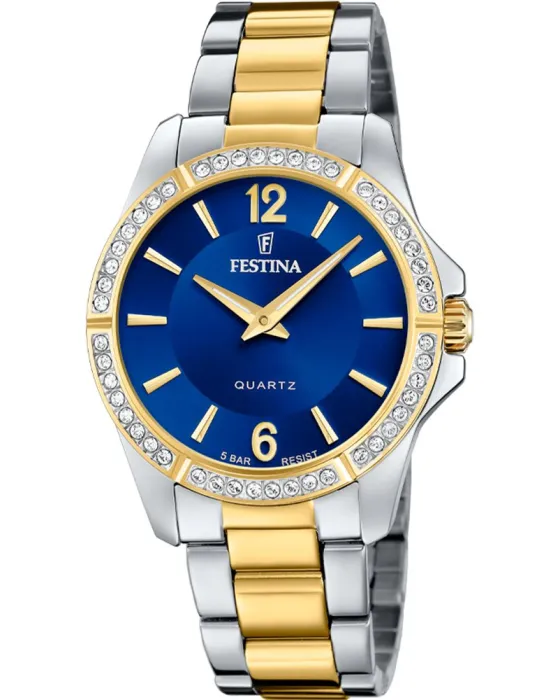 Women's watch Festina Crystals F20594 / 2, Blue dial, Bracelet in Stainless Steel