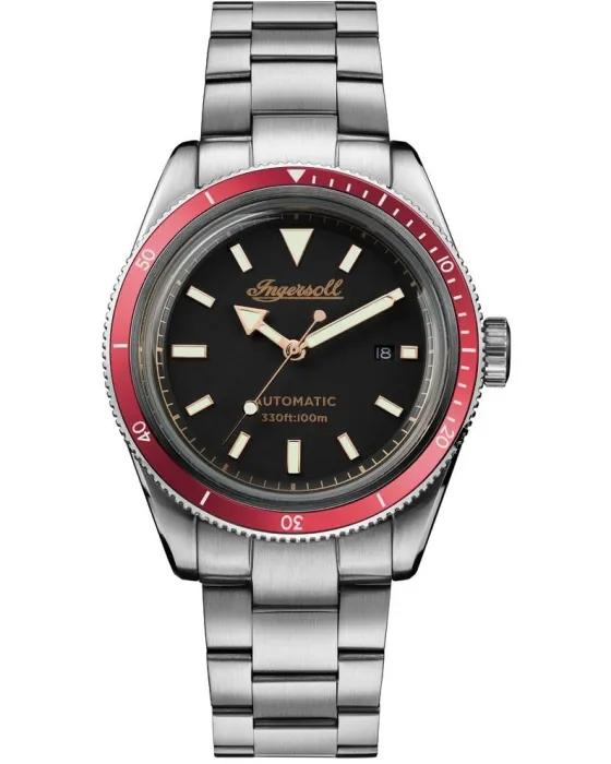 Ανδρικό ρολόι Ingersoll Scovill Automatic I05004, Μαύρο καντράν, Μπρασελέ από Ανοξείδωτο ατσάλι