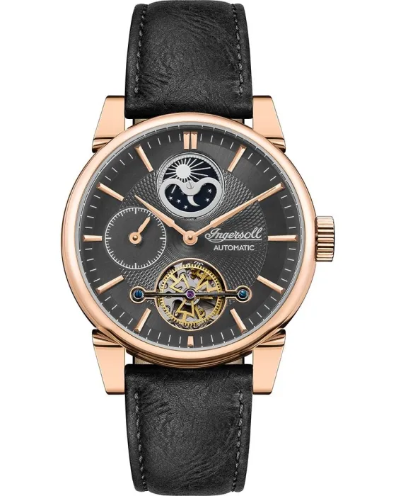 Ανδρικό ρολόι Ingersoll The Swing Automatic I07502, Μαύρο καντράν, Λουρί από Δερμάτινο
