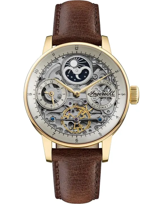 Ανδρικό ρολόι Ingersoll The Jazz Automatic I07704, Ασημί καντράν, Λουρί από Δερμάτινο