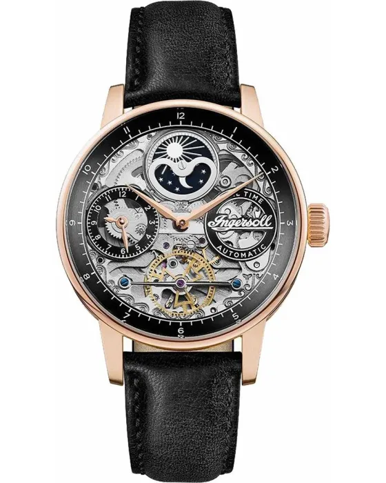 Ανδρικό ρολόι Ingersoll The Jazz Automatic I07705, Μαύρο καντράν, Λουρί από Δερμάτινο