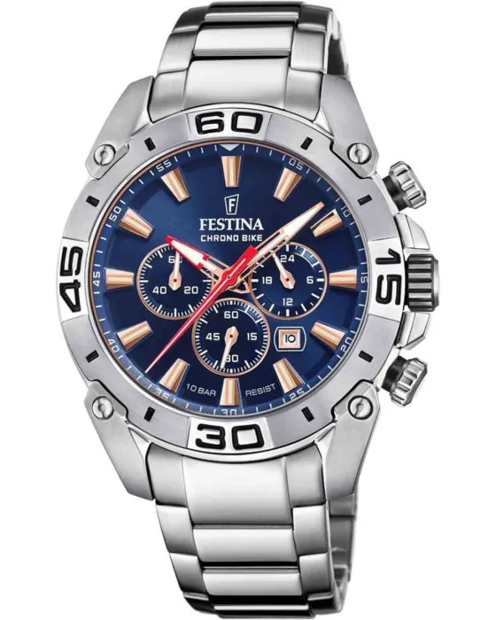 Men's watch Festina Bike Chronograph F20543 / 4, Blue dial, Bracelet in Stainless Steel