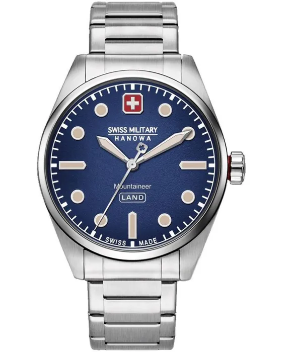Ανδρικό ρολόι Swiss Military Hanowa Mountaineer 06-5345.7.04.003, Μπλε καντράν, Μπρασελέ από Ανοξείδωτο ατσάλι
