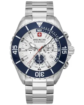 Ανδρικό ρολόι Swiss Military Hanowa Ambassador Chronograph 06-5341.04.001, Λευκό καντράν, Μπρασελέ από Ανοξείδωτο ατσάλι