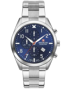 Ανδρικό ρολόι Swiss Military Hanowa Helvetus Chronograph 06-5316.04.003, Μπλε καντράν, Μπρασελέ από Ανοξείδωτο ατσάλι