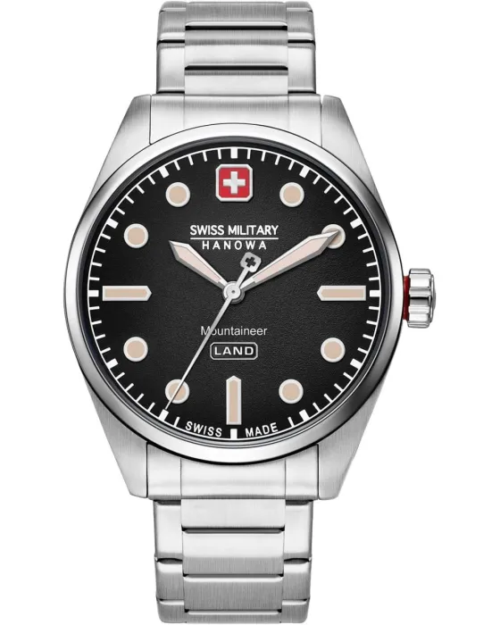 Men's watch Swiss Military Hanowa Mountaineer 06-5345.7.04.007, Black dial, Bracelet in Stainless Steel