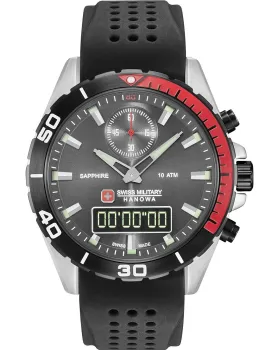 Ανδρικό ρολόι Swiss Military Hanowa Multimission Chronograph 06-4298.3.04.009, Μαύρο καντράν, Λουρί από Καουτσούκ