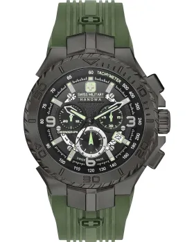 Ανδρικό ρολόι Swiss Military Hanowa Seaman Chronograph 06-4329.13.007.06, Μαύρο καντράν, Λουρί από Καουτσούκ