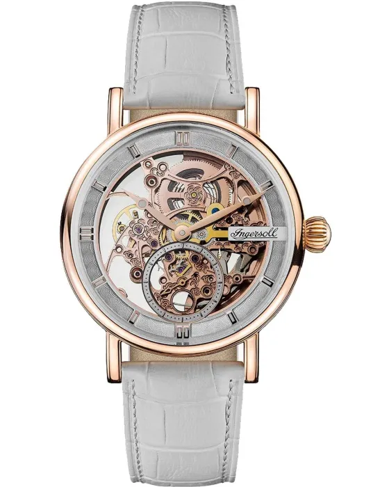 Γυναικείο ρολόι Ingersoll Herald Automatic I00404, Ασημί καντράν, Λουρί από Δερμάτινο