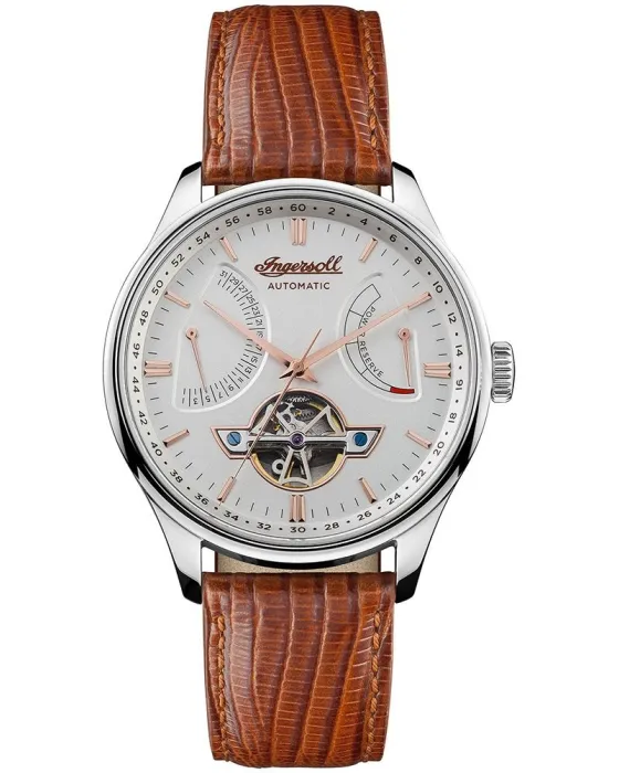 Ανδρικό ρολόι Ingersoll The Hawley Automatic I04605, Ασημί καντράν, Λουρί από Δερμάτινο