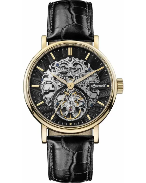 Ανδρικό ρολόι Ingersoll Charles Automatic I05802B, Μαύρο καντράν, Λουρί από Δερμάτινο