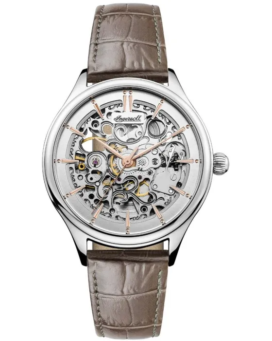 Women's watch Ingersoll Vickers Automatic I06302, Silver dial, Strap in Leather