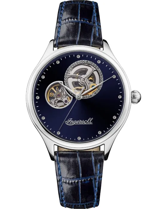Γυναικείο ρολόι Ingersoll Vamp Automatic I07002, Μπλε καντράν, Λουρί από Δερμάτινο