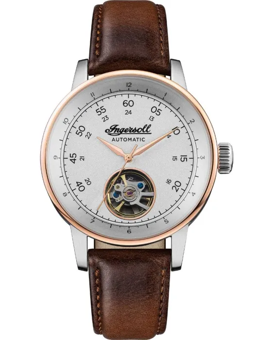 Ανδρικό ρολόι Ingersoll Miles Automatic I08001, Ασημί καντράν, Λουρί από Δερμάτινο