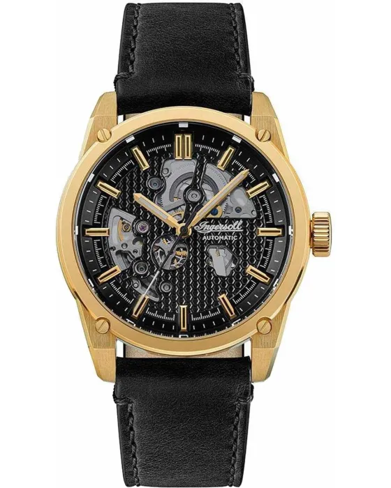 Ανδρικό ρολόι Ingersoll Carroll Automatic I11601, Μαύρο καντράν, Λουρί από Δερμάτινο