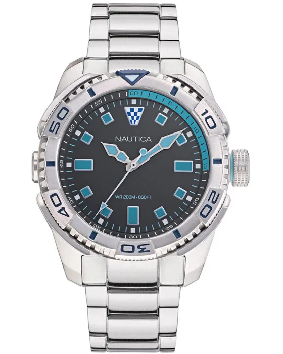 Ανδρικό ρολόι Nautica Tarpoon Dive NAPTDS005, Μαύρο καντράν, Μπρασελέ από Ανοξείδωτο ατσάλι