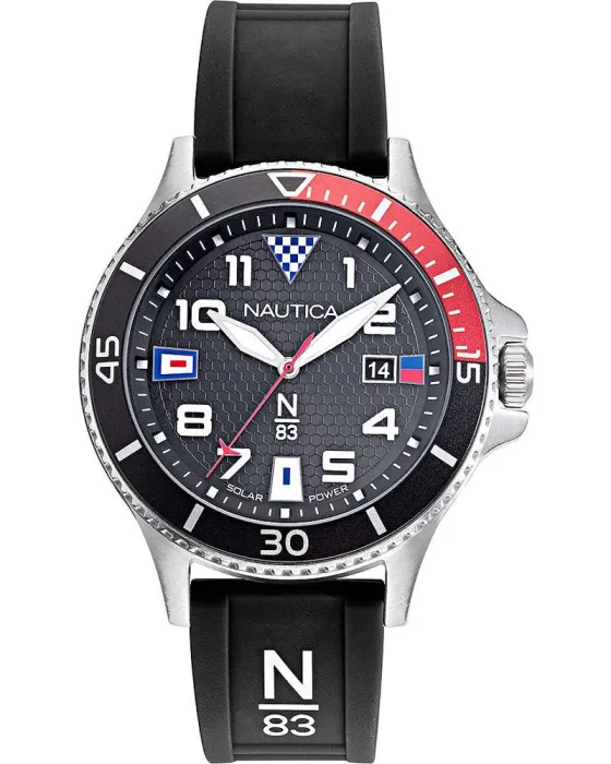 Ανδρικό ρολόι Nautica N83 Cocoa Beach Solar NAPCBF914, Μαύρο καντράν, Λουρί από Καουτσούκ