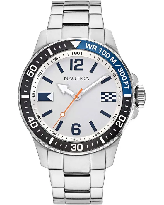 Ανδρικό ρολόι Nautica Freeboard NAPFRB921, Ασημί καντράν, Μπρασελέ από Ανοξείδωτο ατσάλι