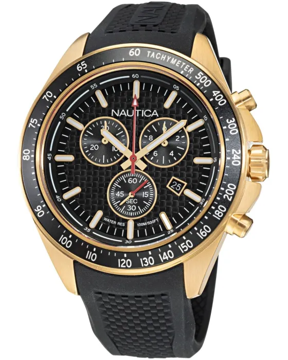 Ανδρικό ρολόι Nautica Beach Chronograph NAPOBS110, Μαύρο καντράν, Λουρί από Καουτσούκ