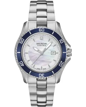 Ανδρικό ρολόι Swiss Military Hanowa Nautila Pearl 06-7296.7.04.001, Λευκό καντράν, Λουρί από Ανοξείδωτο ατσάλι