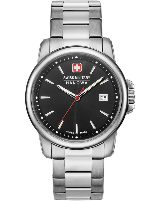 Ανδρικό ρολόι Swiss Military Hanowa Swiss Recruit II 06-5230.7.04.007, Μαύρο καντράν, Μπρασελέ από Ανοξείδωτο ατσάλι