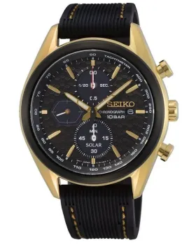Ανδρικό ρολόι Seiko Solar Chronograph SSC804P1, Μαύρο καντράν, Λουρί από Καουτσούκ