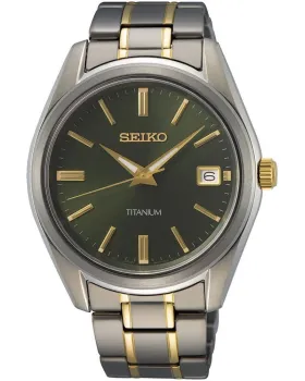 Ανδρικό ρολόι Seiko Titanium SUR377P1, Πράσινο καντράν, Μπρασελέ από Ανοξείδωτο ατσάλι