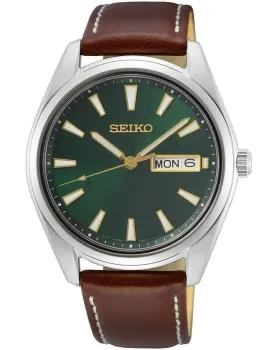 Ανδρικό ρολόι Seiko SUR449P1, Πράσινο καντράν, Λουρί από Δερμάτινο