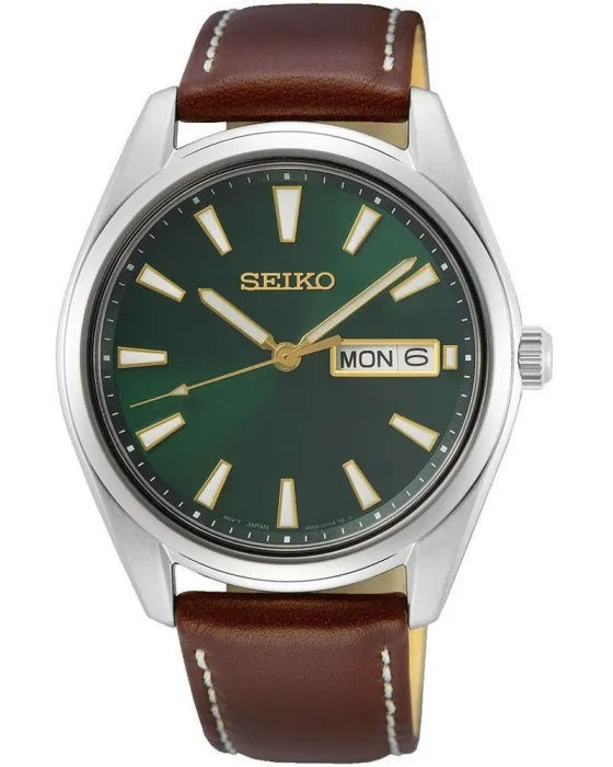 Ανδρικό ρολόι Seiko SUR449P1, Πράσινο καντράν, Λουρί από Δερμάτινο