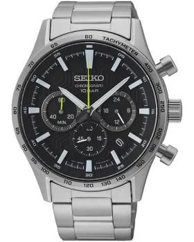 Ανδρικό ρολόι Seiko Conceptual Chronograph SSB413P1, Μαύρο καντράν, Μπρασελέ από Ανοξείδωτο ατσάλι