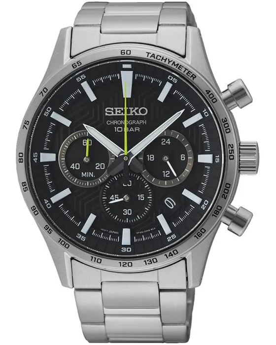 Ανδρικό ρολόι Seiko Conceptual Chronograph SSB413P1, Μαύρο καντράν, Μπρασελέ από Ανοξείδωτο ατσάλι
